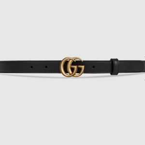 GUCCI LEATHER BELT WITH DOUBLE G BUCKLE